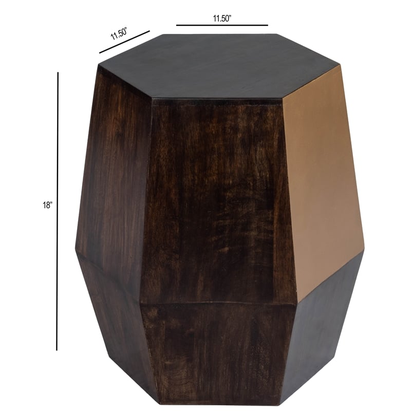 Home Square Wood Accent Table in Antique Gold Finish - Set of 2