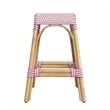 Home Square Rattan Counter Stool in White and Pink - Set of 2