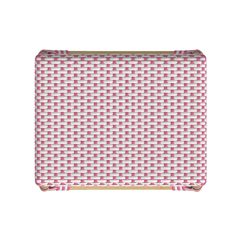 Home Square Rattan Counter Stool in White and Pink - Set of 2