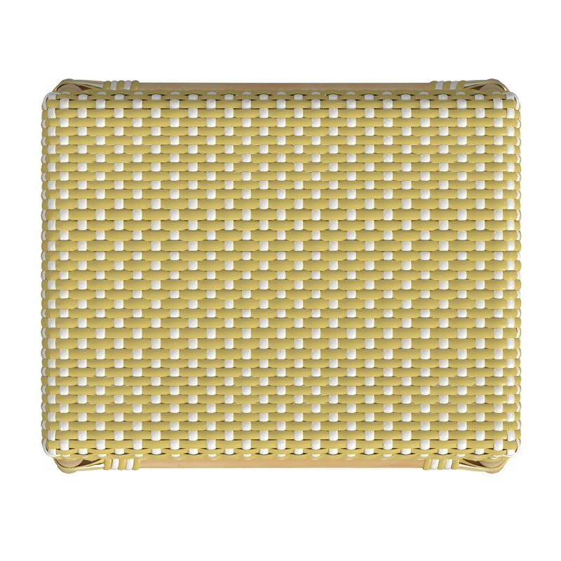 Home Square Rattan Counter Stool in Yellow and White - Set of 2