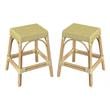 Home Square Rattan Counter Stool in Yellow and White - Set of 2