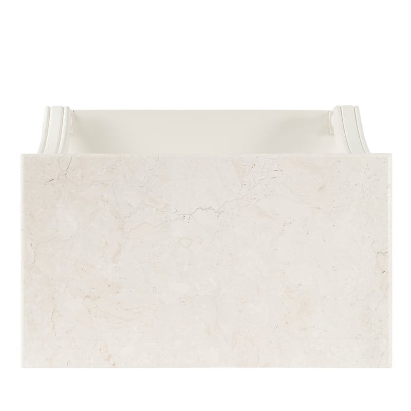 Home Square Transitional Marble Nightstand in White - Set of 2
