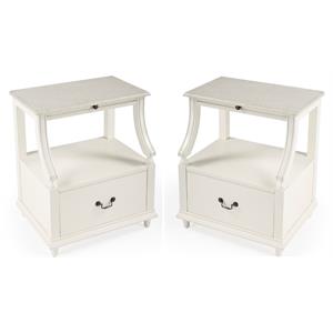 Home Square Transitional Marble Nightstand in White - Set of 2