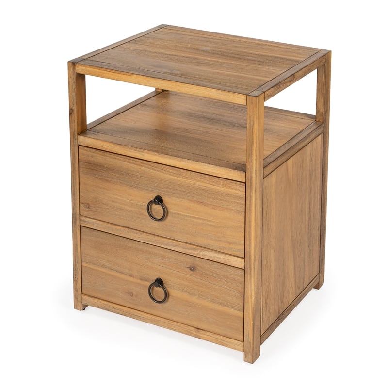 Home Square Transitional Wood Nightstand in Natural Finish - Set of 2