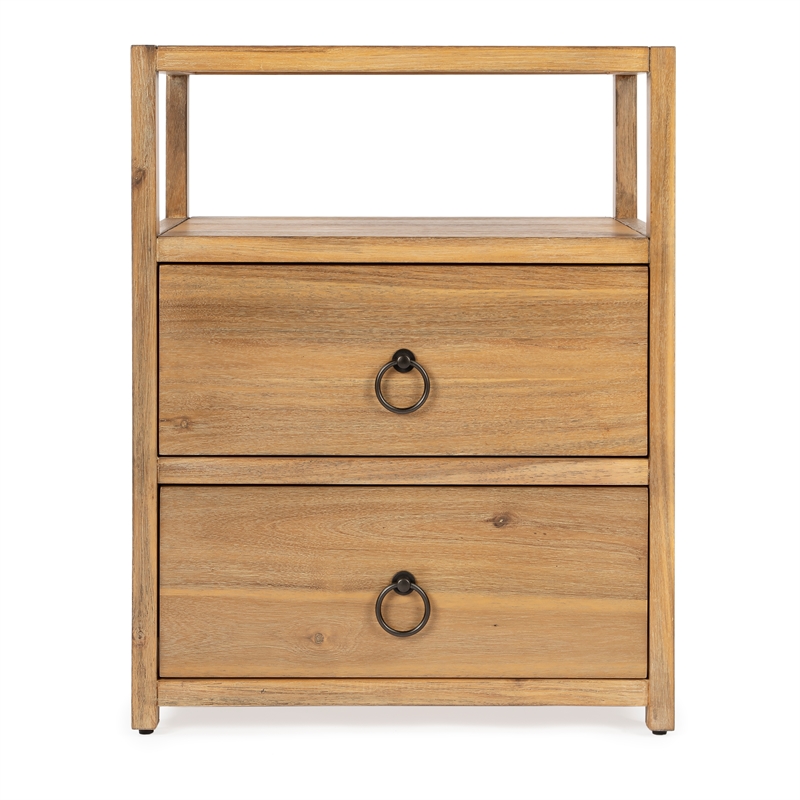 Home Square Transitional Wood Nightstand in Natural Finish - Set of 2