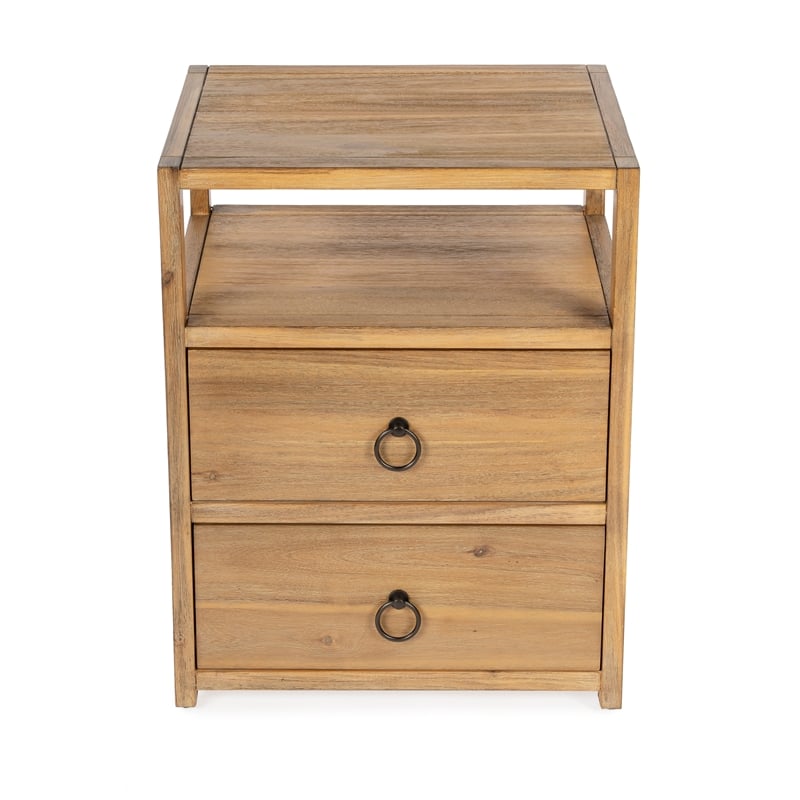 Home Square Transitional Wood Nightstand in Natural Finish - Set of 2
