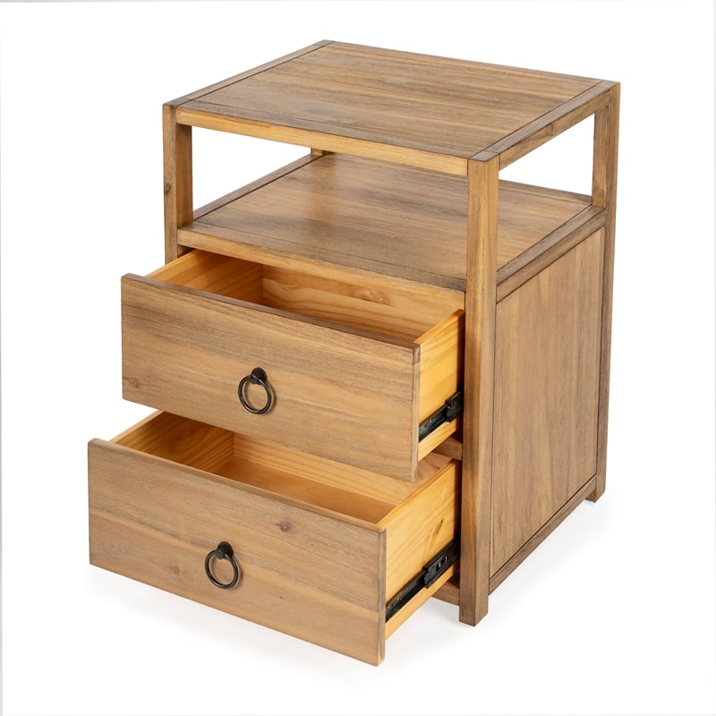 Home Square Transitional Wood Nightstand in Natural Finish - Set of 2