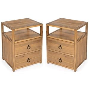 Home Square Transitional Wood Nightstand in Natural Finish - Set of 2