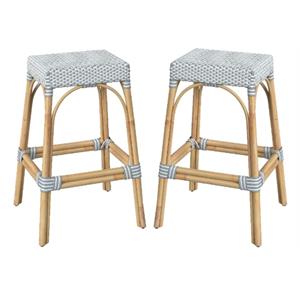 home square rattan backless barstool - set of 2