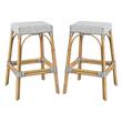 Home Square Rattan Backless Barstool in White and Gray - Set of 2