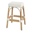 Home Square Rattan Backless Barstool in White Finish - Set of 2