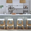 Home Square Rattan Backless Barstool in White Finish - Set of 2