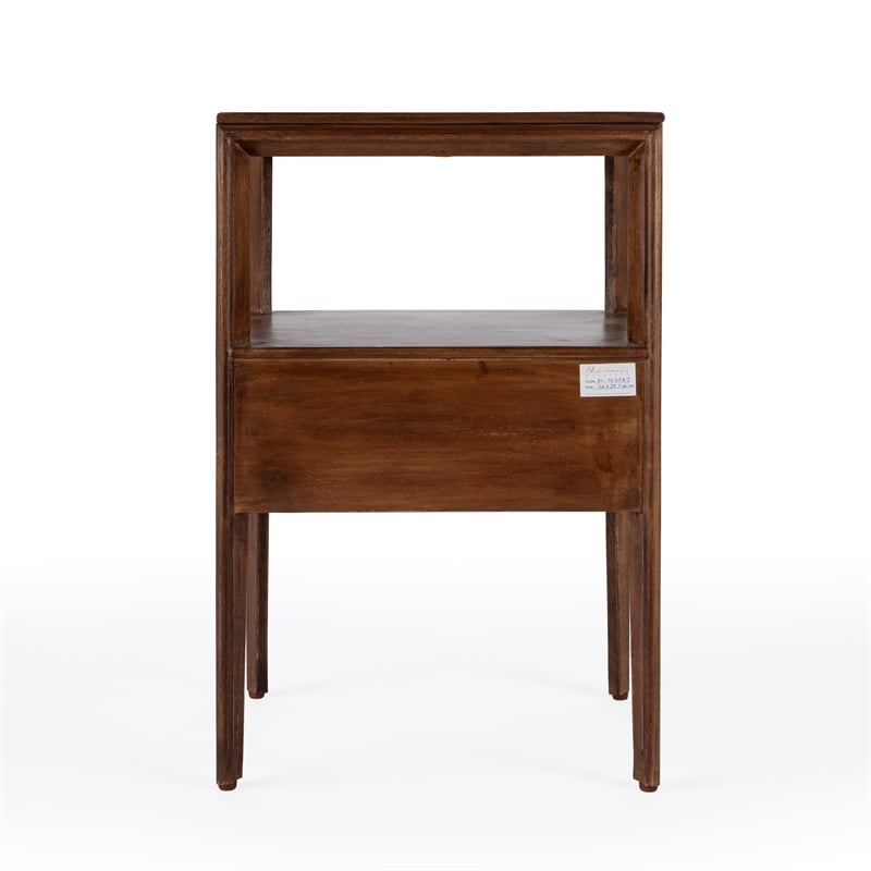 Home Square Wood 1 Drawer Cane Nightstand in Brown - Set of 2