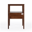 Home Square Wood 1 Drawer Cane Nightstand in Brown - Set of 2