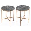 Home Square Modern Marble End Table in Gray and Gold - Set of 2