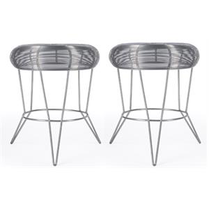Home Square Decorative Wire Iron Accent Table in Dark Silver - Set of 2
