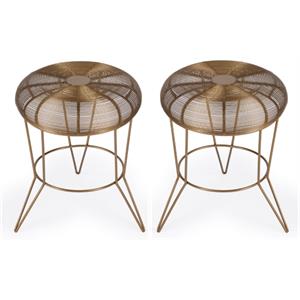 Home Square Decorative Wire Accent Table in Gold Finish - Set of 2