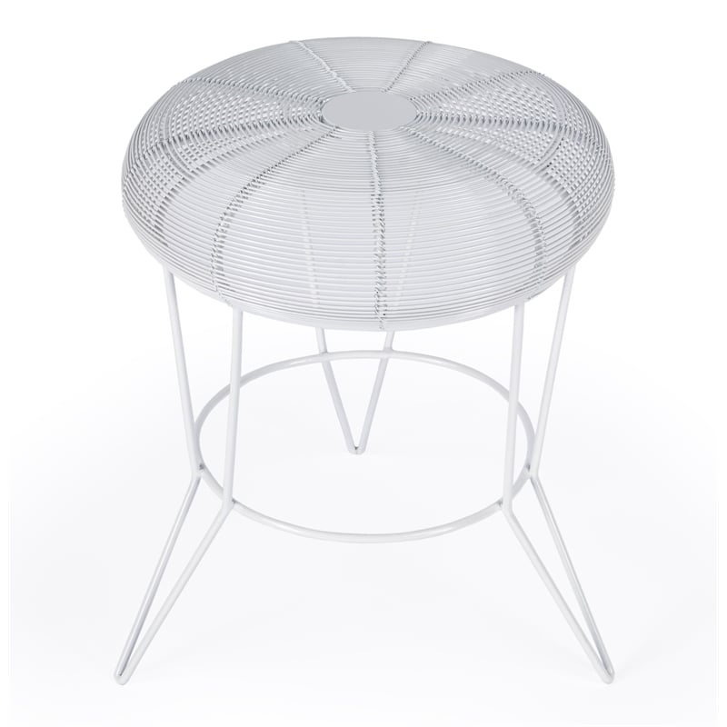 Home Square Decorative Wire Iron Accent Table in Bright White - Set of 2