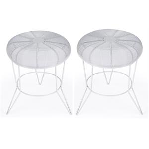 Home Square Decorative Wire Iron Accent Table in Bright White - Set of 2