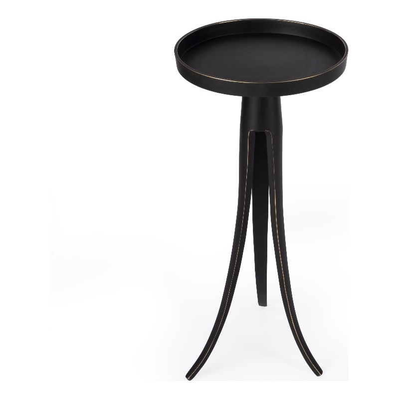 Home Square Large Pedestal Side Table in Black Finish - Set of 2
