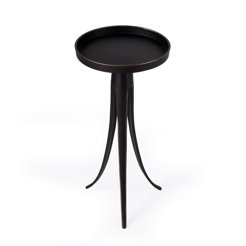 Home Square Large Pedestal Side Table in Black Finish - Set of 2