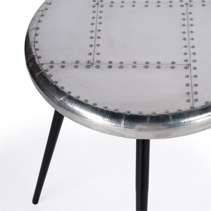 Home Square Metal Aviator Accent Table in Silver Finish - Set of 2