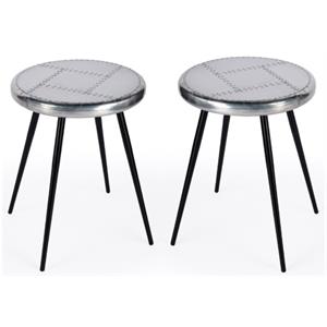 Home Square Metal Aviator Accent Table in Silver Finish - Set of 2