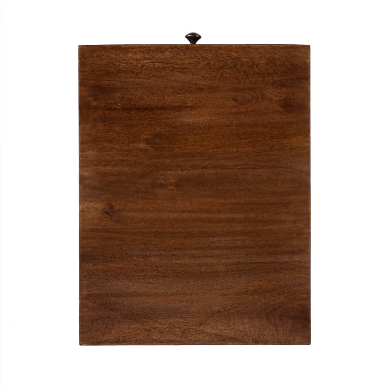 Home Square 1 Drawer Iron C Shaped End Table in Walnut and Gold - Set of 2