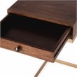 Home Square 1 Drawer Iron C Shaped End Table in Walnut and Gold - Set of 2