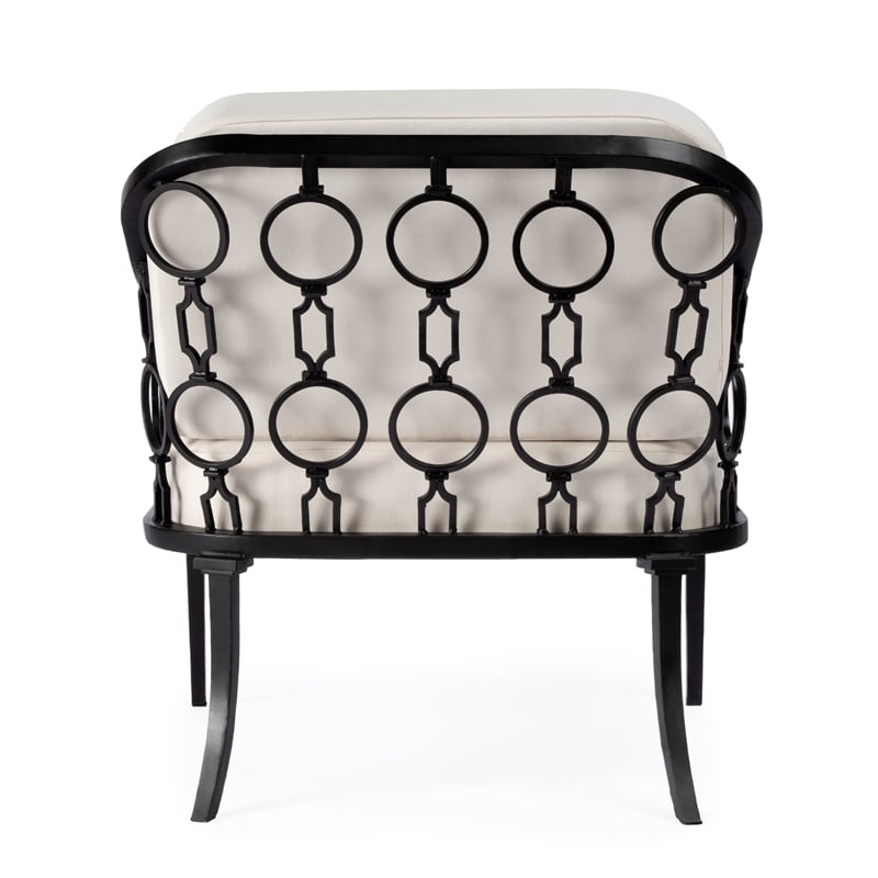 Home Square Iron Upholstered Outdoor Lounge Chair in Black - Set of 2