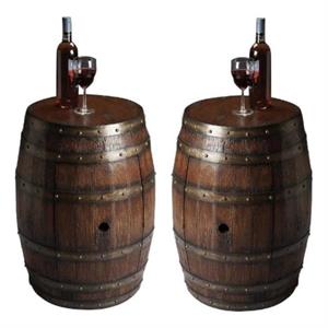 Home Square Transitional Barrel Table in Mountain Lodge - Set of 2