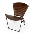 Home Square Iron and Leather Accent Chair in Borwn - Set of 2
