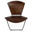 Home Square Iron and Leather Accent Chair in Borwn - Set of 2