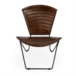 Home Square Iron and Leather Accent Chair in Borwn - Set of 2