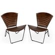 Home Square Iron and Leather Accent Chair in Borwn - Set of 2