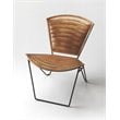 Home Square Metal & Leather Accent Chair in Medium Brown - Set of 2