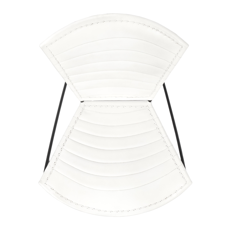 Home Square Iron & Leather Accent Chair in White Finish - Set of 2