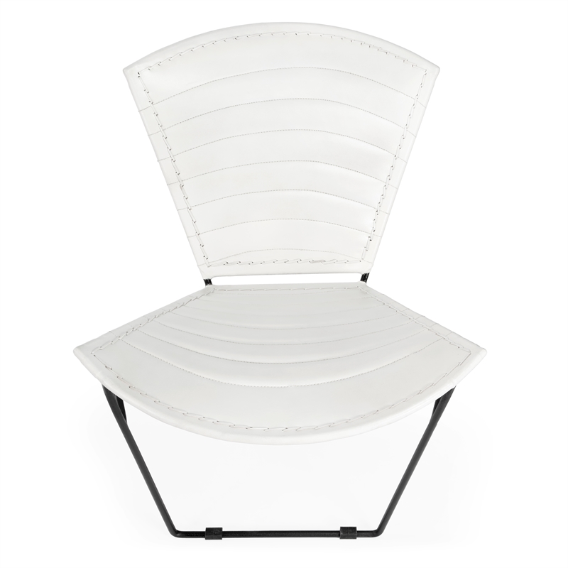 Home Square Iron & Leather Accent Chair in White Finish - Set of 2