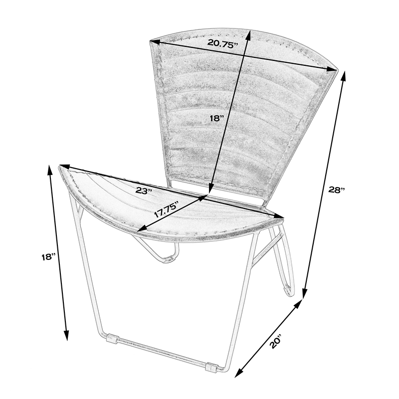 Home Square Iron & Leather Accent Chair in White Finish - Set of 2