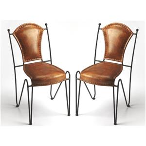 home square modern leather side chair in medium brown - set of 2