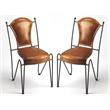 Home Square Modern Leather Side Chair in Medium Brown - Set of 2