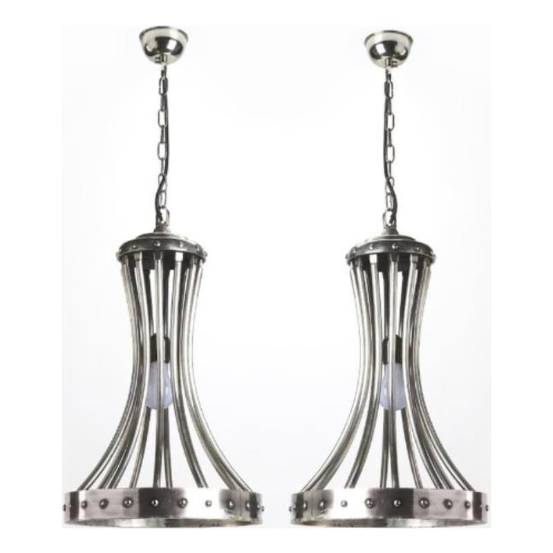 Home Square Cast Aluminium Pendant in Antique Silver - Set of 2