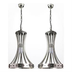 Home Square Cast Aluminium Pendant in Antique Silver - Set of 2