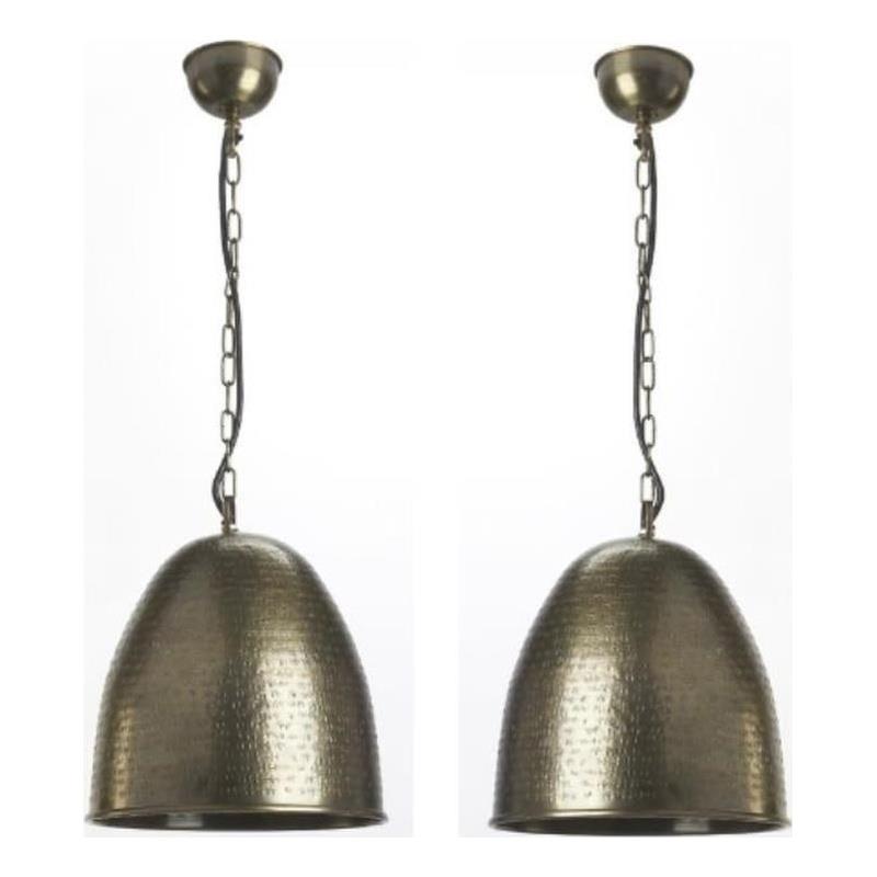 Home Square Transitional Cast Aluminium Pendant in Nickel - Set of 2