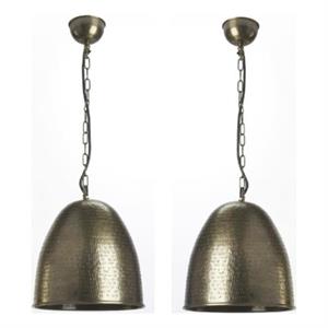 Home Square Transitional Cast Aluminium Pendant in Nickel - Set of 2