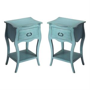 Home Square 1 Drawer Nightstand in Rustic Blue Finish - Set of 2