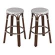 Home Square Rattan Bar Stool in Chocolate & White - Set of 2