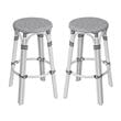 Home Square Modern Rattan Backless Bar Stool in White - Set of 2