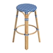 Home Square Rattan Backless Bar Stool in Sky Blue & White - Set of 2