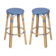 Home Square Rattan Backless Bar Stool in Sky Blue & White - Set of 2